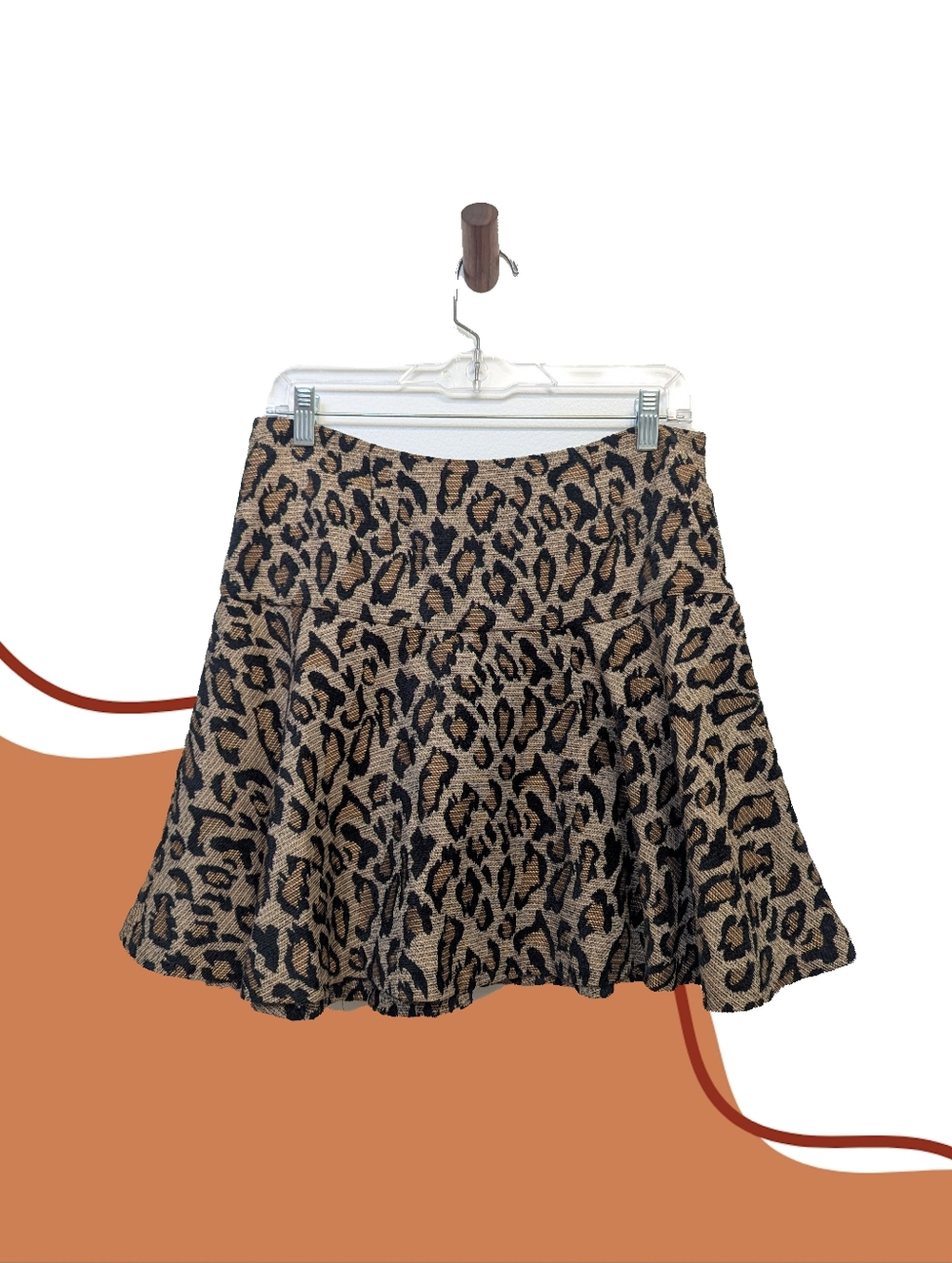 Free People Jacquard Leopard Print Skater Skirt